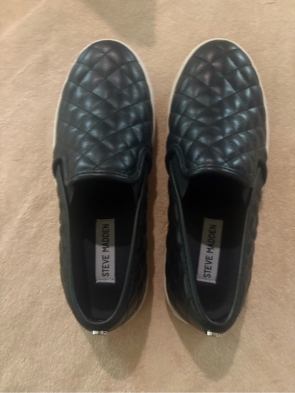 Steve Madden Quilted Slip-On Loafers - Black